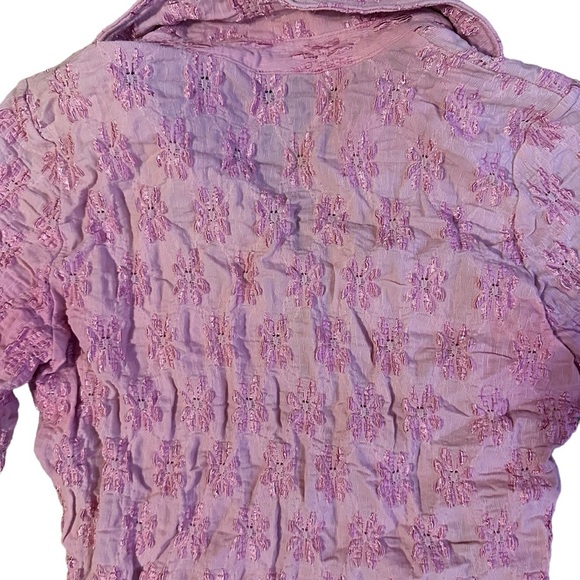 Vintage Pink Quarter Sleeve Collared Top Size Medium - Picture 3 of 5